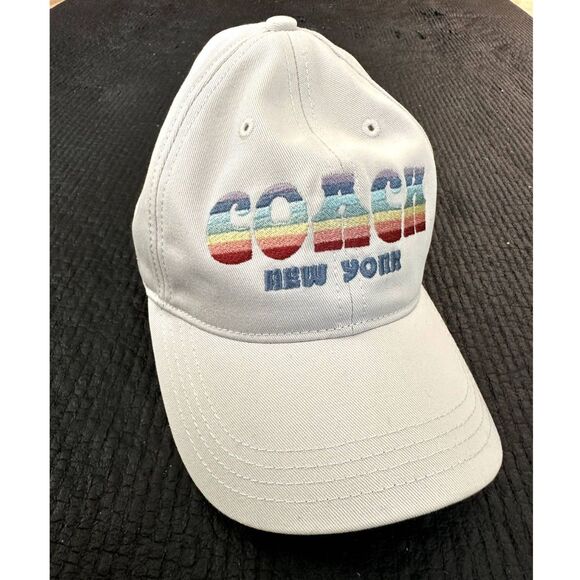 Coach Logo Rainbow Striped Women's Baseball Cap Hat - Picture 9 of 13
